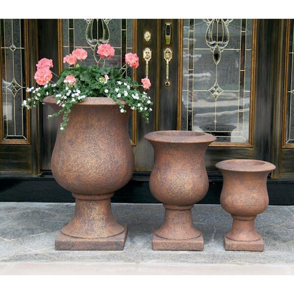 Vail Goblet Urns Cast Stone Planters Trio